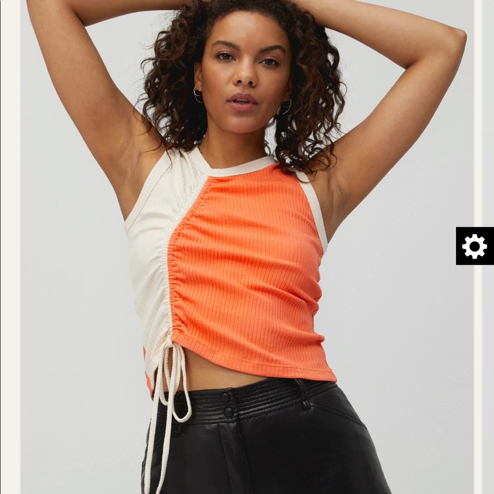 NWT Daydreamer RUCHED SPLIT TANK IN PEACH ECHO COMBO, size large